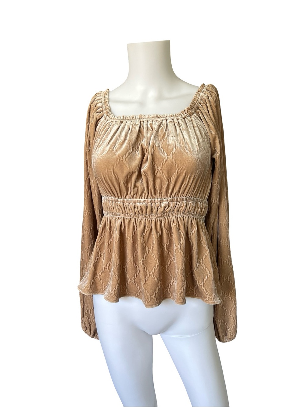Sterling & Stitch Brown Velvet Babydoll Top Whimsigoth Peasant Womens Size Small